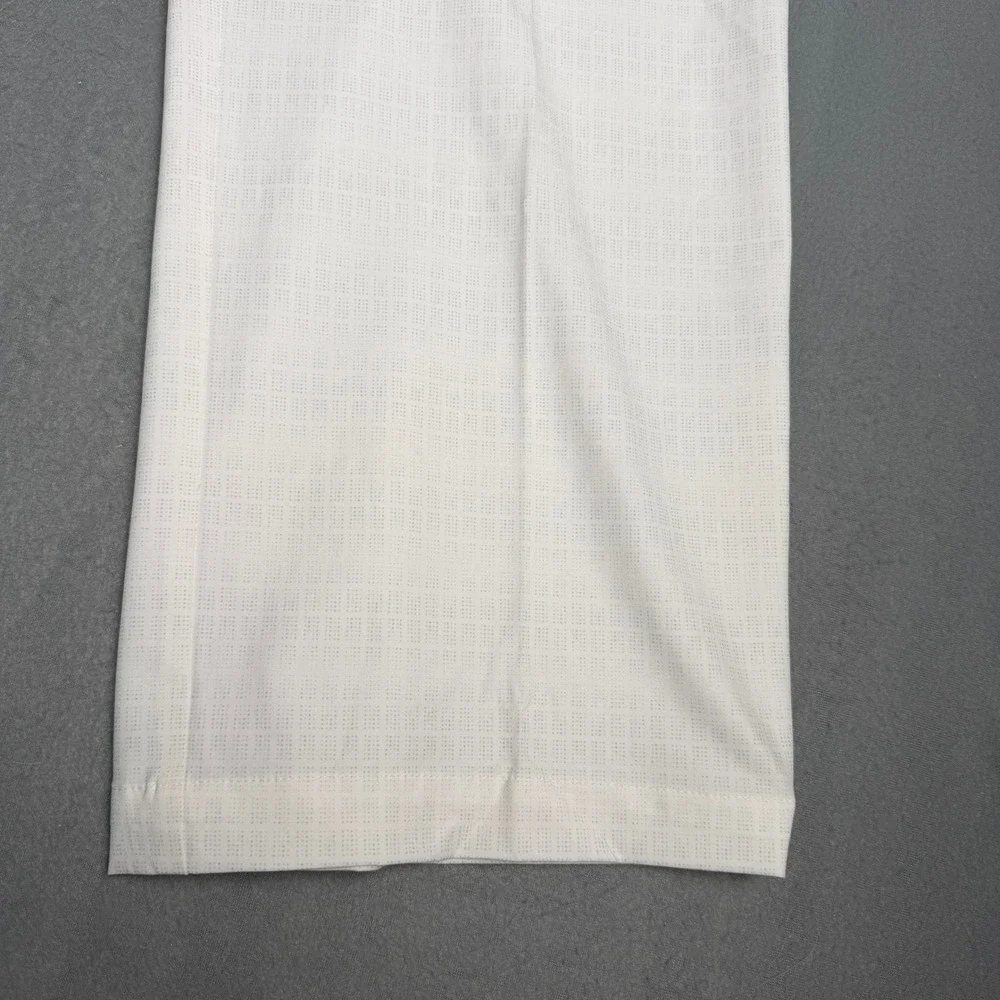 Adidas Mens Golf Pants White Micro Grid Performance Flat Front 38x30